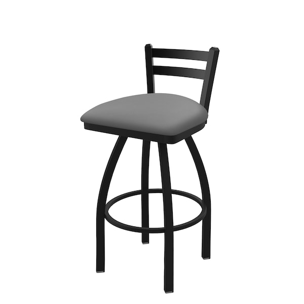 25" Low Back Swivel Counter Stool, Black Wrinkle, Canter Grey Seat